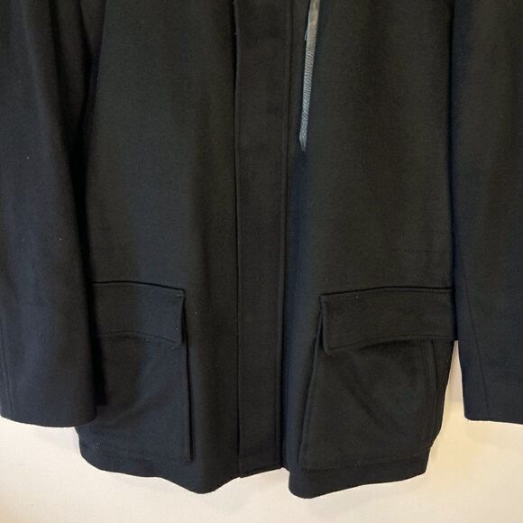 Cole Haan Black Wool Blend High Neck Full Zip Coat - Picture 5 of 9